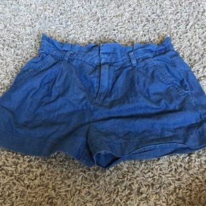 dark wash paper bag denim shorts